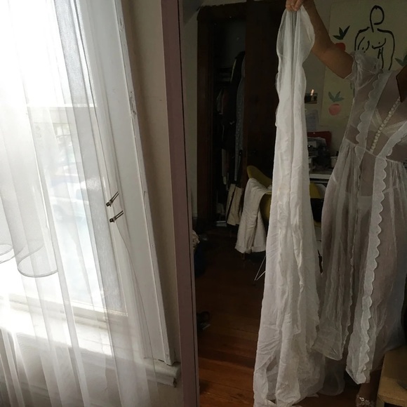 1930s Wedding Dress with Train Petite XS Chiffon Sheer - Picture 9 of 12